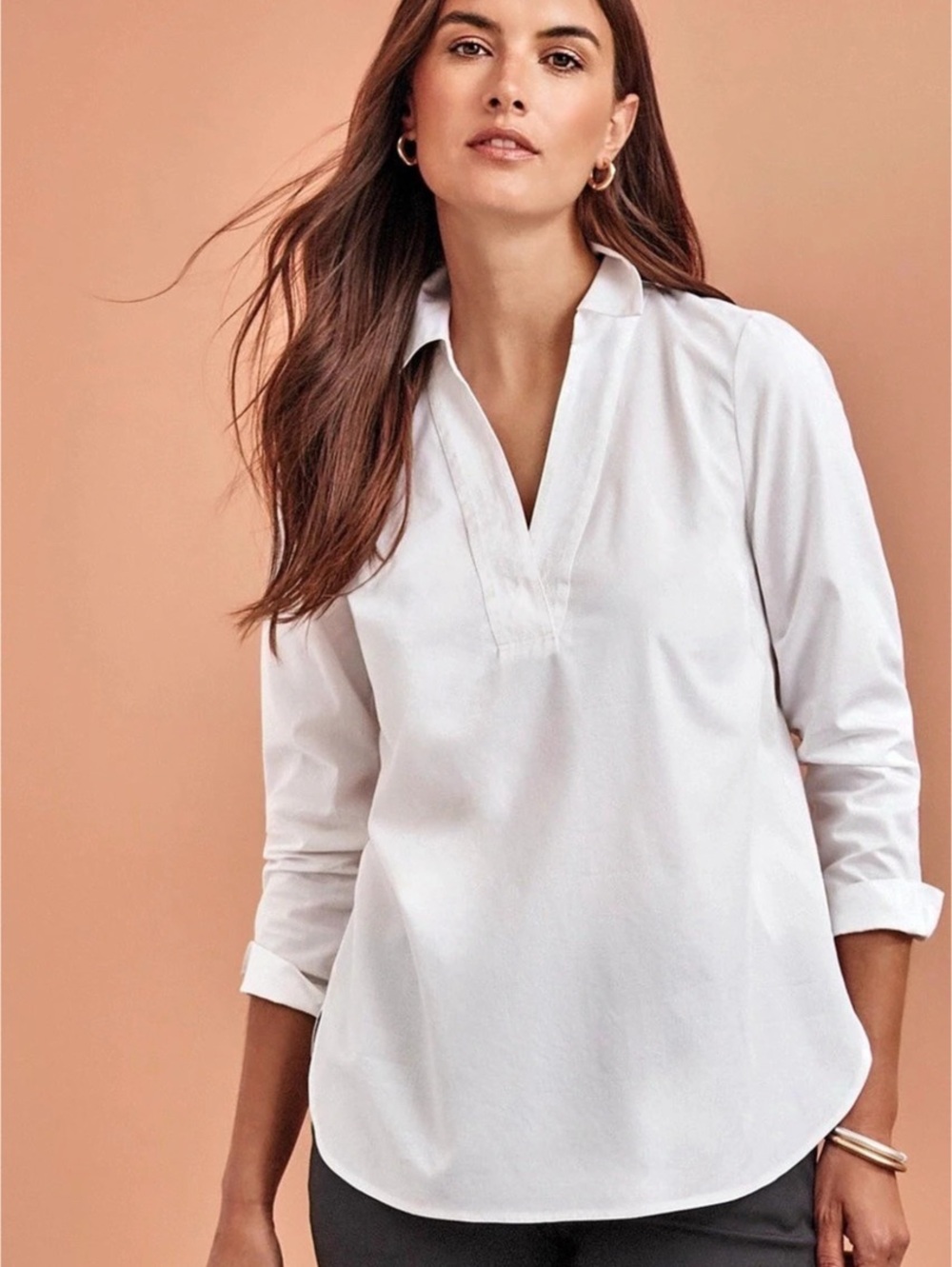 J. Jill Pure Jill Relaxed Popover Tunic White Large